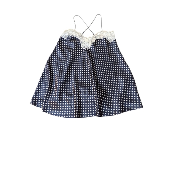 Victoria's Secret Other - Victoria's Secret Gold Label Dress Vintage Navy Cream Polka Dot Chemise Lingerie